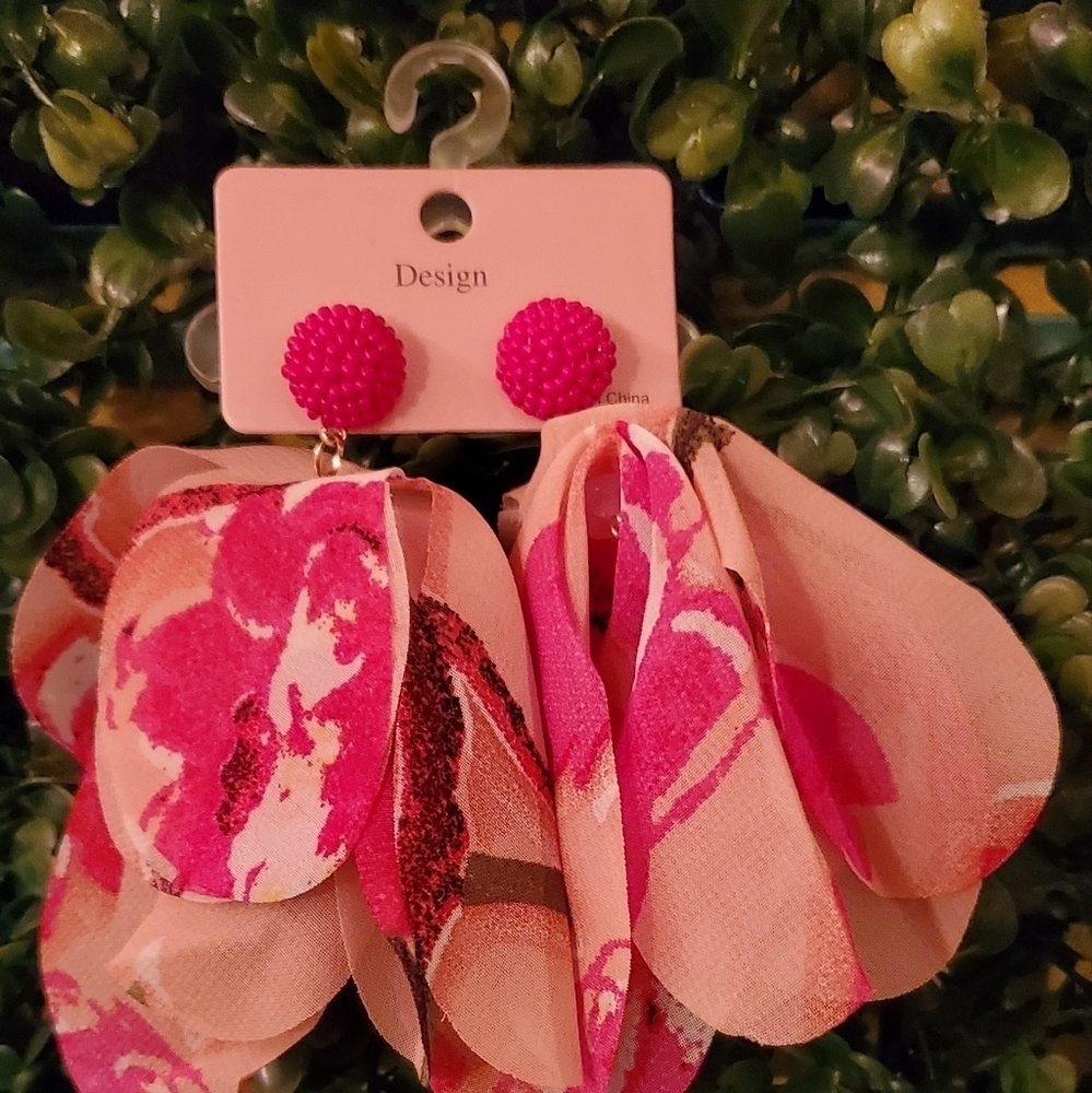 1pair Fashion Bead Decor Flower Drop Earrings